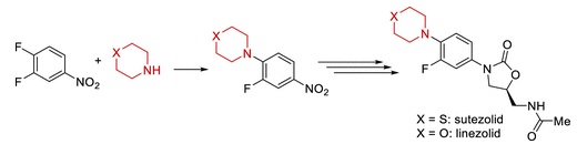 方案 1. 蘇替唑胺/利奈唑胺的第一步反應 方案 1. 蘇替唑胺/利奈唑胺的第一步反應